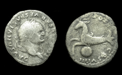 Vespasian, Denarius, Capricorn reverse, Look!